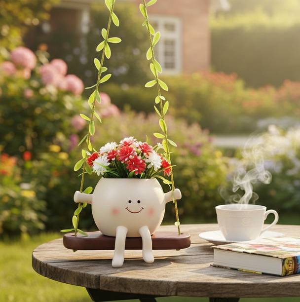 Dahabiun Cute Succulent Hanging Planter Pot, Indoor Home Office Desk Decor, (No Flower) Plant Container Set