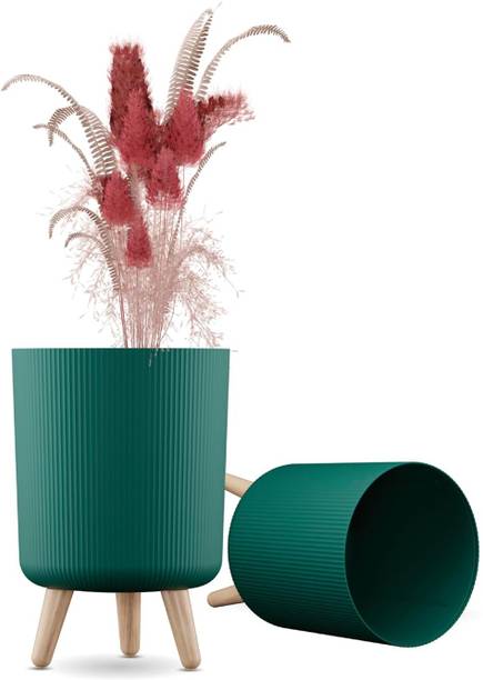 ZENOVIA Minimalist Standing Indoor Flower Pot Ceramic Style Pot with Tripod Legs Plant Container Set