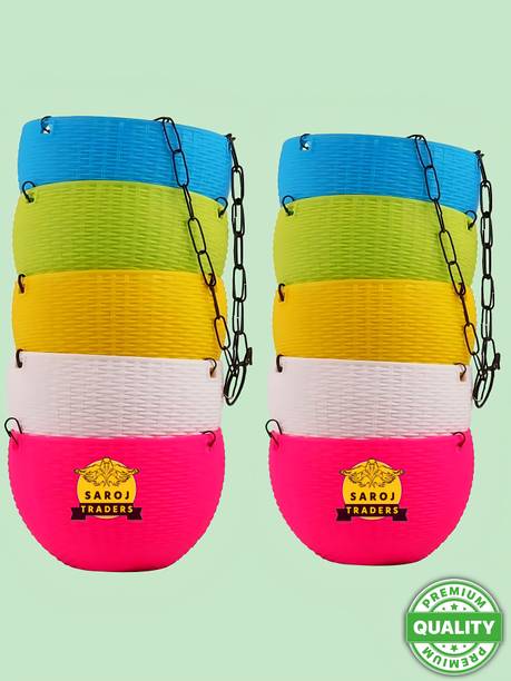 SAROJTRADERS Euro Hanging Planters for Home & Balcony Garden Plant Container Set Multicolor Plant Container Set
