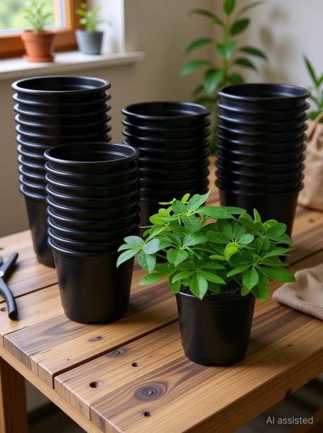 Dervino Gardening 5 inch black Nursery pot for plant pots indoor & outdoor decor Plant Plant Container Set