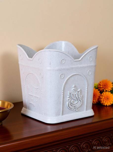 Kraft Seeds Elegant White Sattva Tulsi Pot - 12Inch Plant Container Set