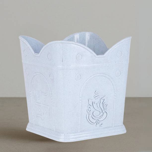 Kraft Seeds Elegant White Sattva Tulsi Pot - 12Inch Plant Container Set