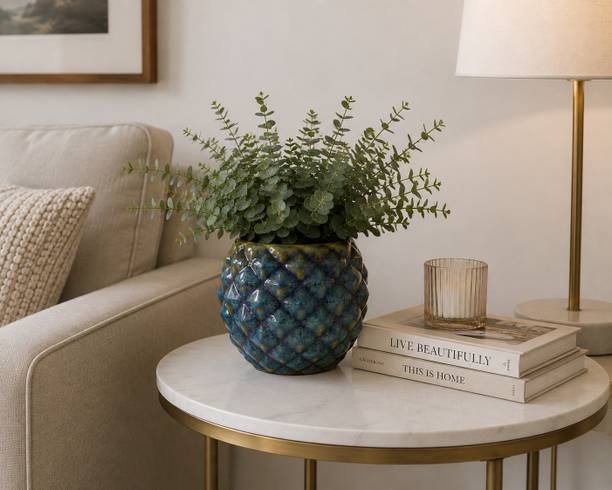 Home Clay Small Ceramic Vase for Bedside Table, Dining Table, Office Desk & Side Table Plant Container Set