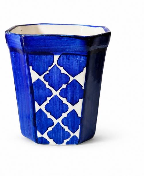 My TZB Hand-Painted Blue & White Ceramic Planter – 4 Inch Decorative Plant Pot Plant Container Set