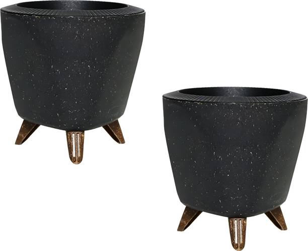 Natural Earth Self Watering Plant Pots for Indoor & Outdoor Use | Black Plant Container Set