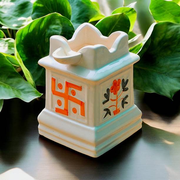 Pottery Mart "Premium" Tulsi Ceramic Pot Medium Sized for Indoor, Outdoor, Home Office, Pooja Plant Container Set