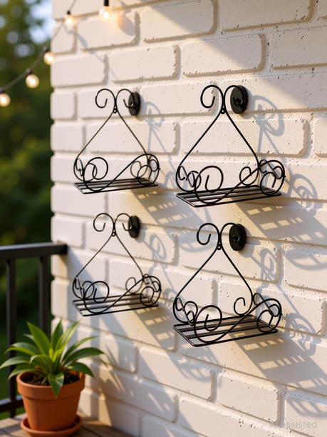 VINAMRA28 Wall Mount Metal Planter stand for Home Garden Balcony Decor (Black-Set of 4) Plant Container Set
