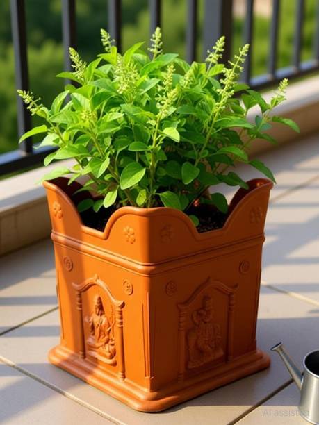 Garden Genie Tulsi Planter for Home - 6 Inch Tulsi Pot | Indoor & Outdoor Use Plant Container Plant Container Set