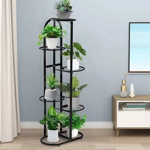 MF WORLD Flower Plant Stand, Wrought Iron Planter Stand Outdoor , Indoor, Balcony Side Plant Container Set