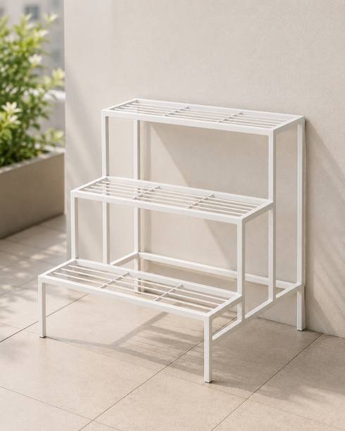 Bee Creative 3-Tier Metal Plant Stand, Stylish & Sturdy Iron Rack for Home Plant Container Set