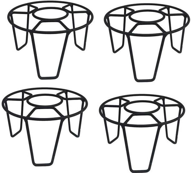 Acrylic Design Art Black Metal Planter Stand ( Pack of 4 ) Plant Container Set