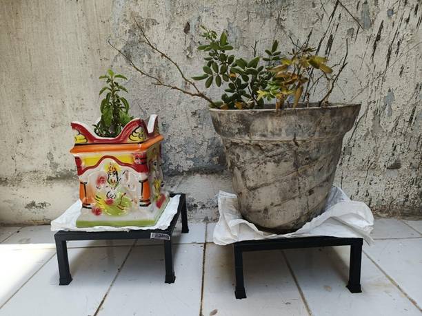Varsoya Metal Plant Stand for Flower Pot | Heavy Duty Gamla Stand Indoor Outdoor Balcony Plant Container Set