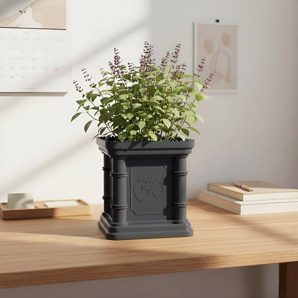 Yuccabe Italia Shera 6 Inch Tulsi Planter for Pooja Gamla for Home, Balcony & Garden Indoor Pot Plant Container Set