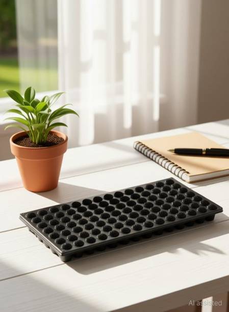 PRERAJ Garden Plastic Seed Germination Seedling Tray (Black 98 Cavity), 5 Pieces