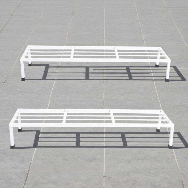 Green Gardenia Rectangular Metal Stand for Your Home and Garden Plants, (QTY-2, White) Plant Container Set