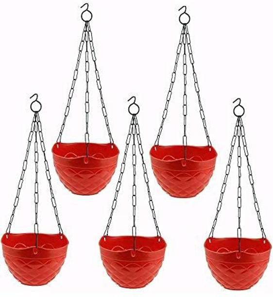 Varshney Gardening Red Hanging Planter Plant Container Flower Pots Basket for Gardening Plant Container Set