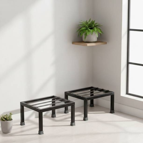 Green Gardenia Square Thick and Strong Leg Stand For Home,Garden, Balcony,Living Room | Black Plant Container Set