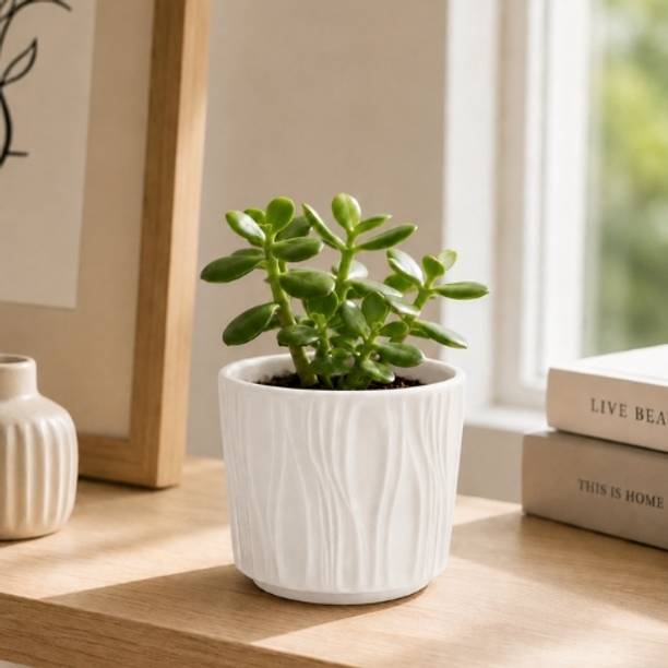 ClaymuseLiving White Ceramic Texture Ceramic pot Plant Container Set