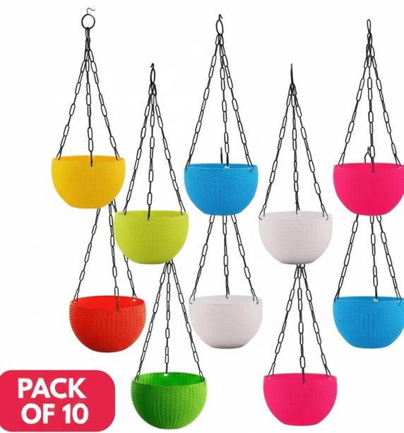 GamlaAura Balcony Decor Hanging Pots Pack of 10 Plant Container Set