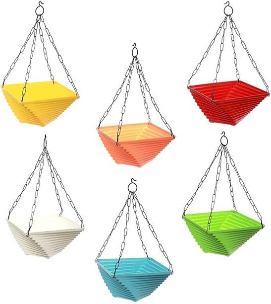 Dervino Gardening Twister Hanging Planter For Balcony with metal chain Multicolor 9 Inch Plant Container Set