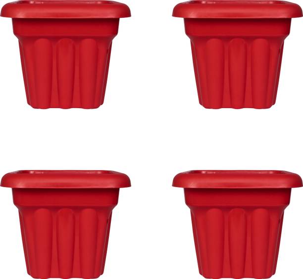 Worketrix Eco Friendly Highly Durable Tulsi Pots For Home & Decor (4 Red ) Plant Container Set