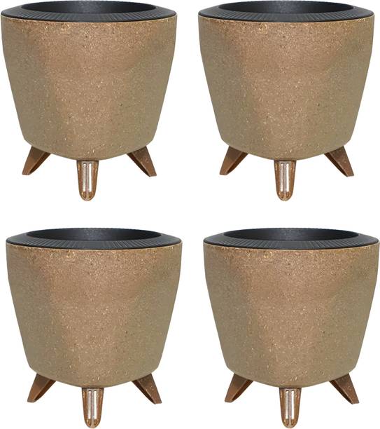 Natural Earth LAGOS Eco Self Watering Plant Pots for Indoor & Outdoor Use | Brown Plant Container Set