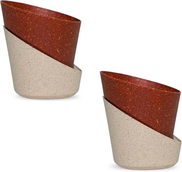 Natural Earth Atlantis Self Watering Flower Plant Pots for Home, Balcony & Office | Red Plant Container Set