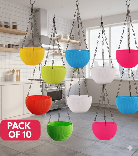 GamlaAura Hanging Garden Flower Pot Combo of 10 Plant Container Set