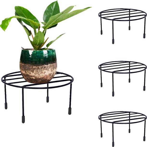 Green Gardenia Pot Stand with Bottom Rubber for Home Balcony,Indoor,Outdoon,Garden | Black Plant Container Set