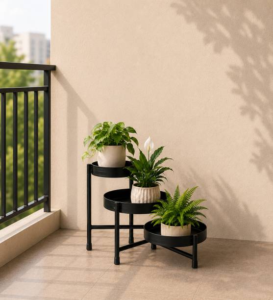 Bee Creative 3 Tier Plant Stand for Indoor Outdoor Use Modern Multi-Level Plant Display Rack Plant Container Set