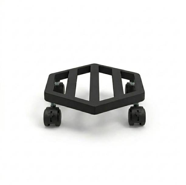 Mighty Home Home Hexagon Metal Plant Stand with Wheels (24 × 28 cm) Black Plant Container Set