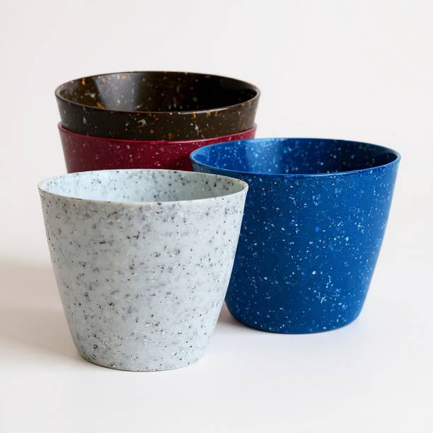 Glastel Stylish sleek Indoor and Outdoor Flower Planter Pot po4 Plant Container Set