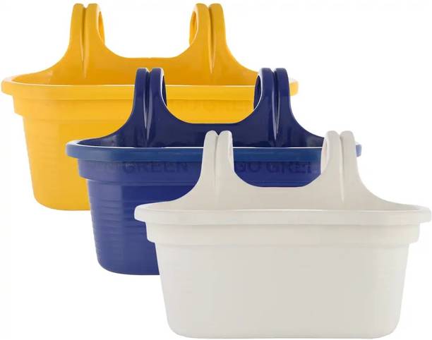 UBBISKART Double Hook Plastic Hanging Flower Pot for Home & Garden Plant Container Set