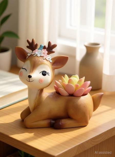 Beebom Craft Handcrafted Resin Deer Succulent Planter Pots Flower Pot Creative Animal Home and Garden Decor MD-001(Plant Not Included) Plant Container Set