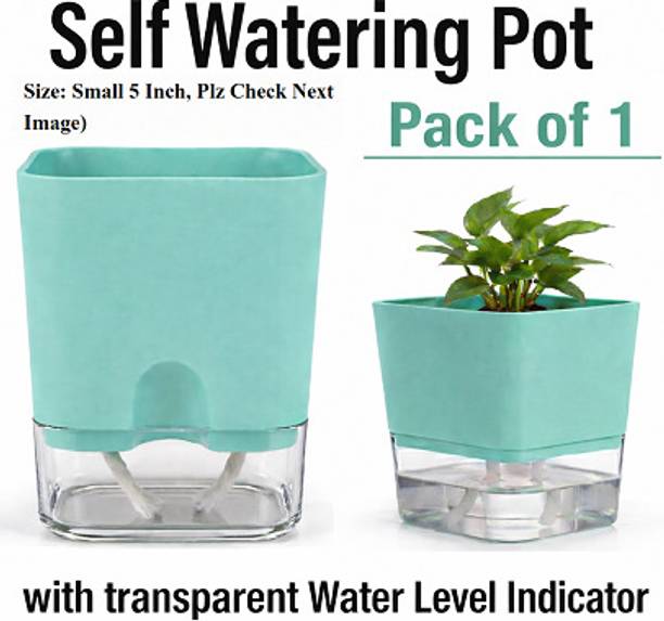 GratisLeafora 1Pcs of PremiumPlasticSquareAqvaSelf Watering Flower Pot Plant Container Set