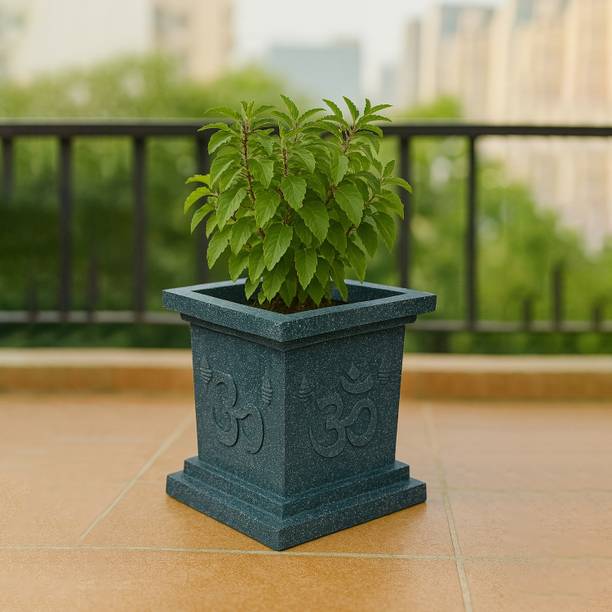 GO HOOKED 9 Inch Tulsi Pot Traditional Decorative Planter Perfect for Home and Pooja Décor Plant Container Set