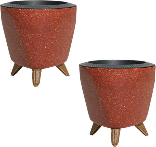 Natural Earth Self Watering Plant Pots for Indoor & Outdoor Use | Red Plant Container Set
