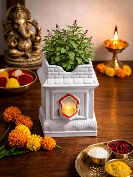 Vaachi Creations New Designer Tulsi Pot – VastuFriendly, DurablePlanter for Home Temple - 10 Inch Plant Container Set
