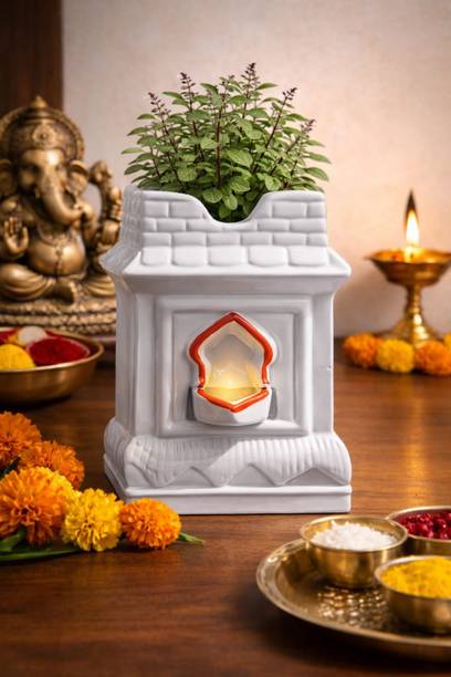 Vaachi Creations New Designer Tulsi Pot – VastuFriendly, DurablePlanter for Home Temple - 10 Inch Plant Container Set