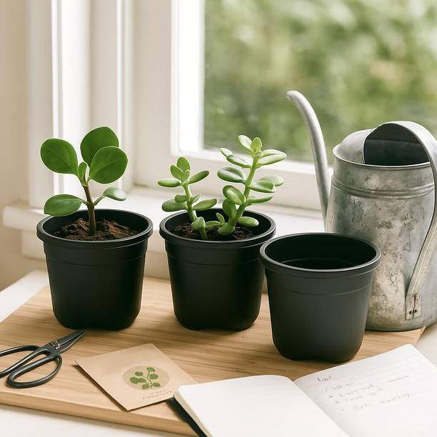 UGAOO Gardening Pots for Indoor & Outdoor Plants -8 inch, Black Plant Container Set