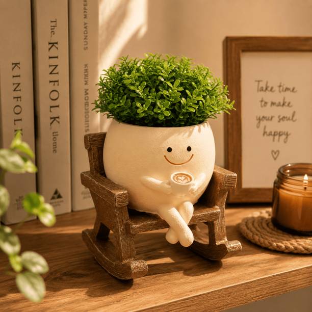 potpop Coffee Chair Resin Planter Pot for Indoor Plants | Cute Desk Decor by PotPop Plant Container Set