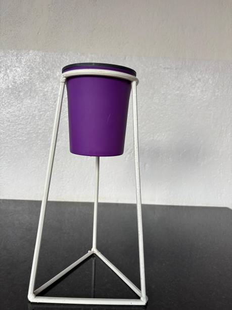 pots harbour Modern Metal Plant Stand with Pot for Home and Office Plant Container Set