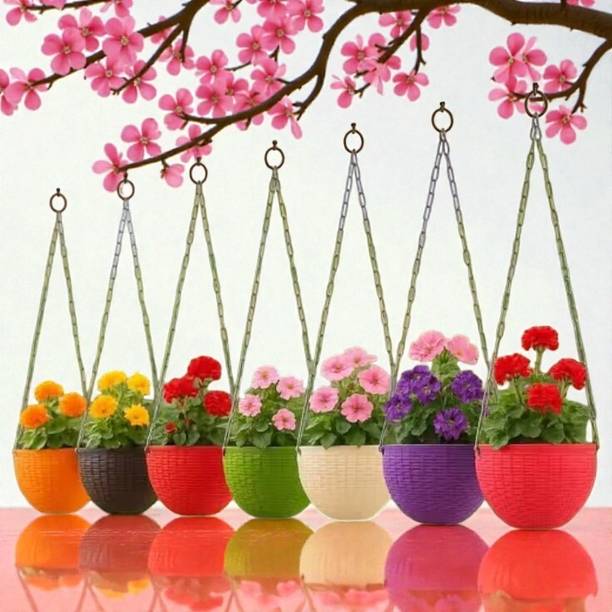 first need Multi-Color Flower Pot Set 3-Piece Indoor & Outdoor Hanging Basket Collection Plant Container Set