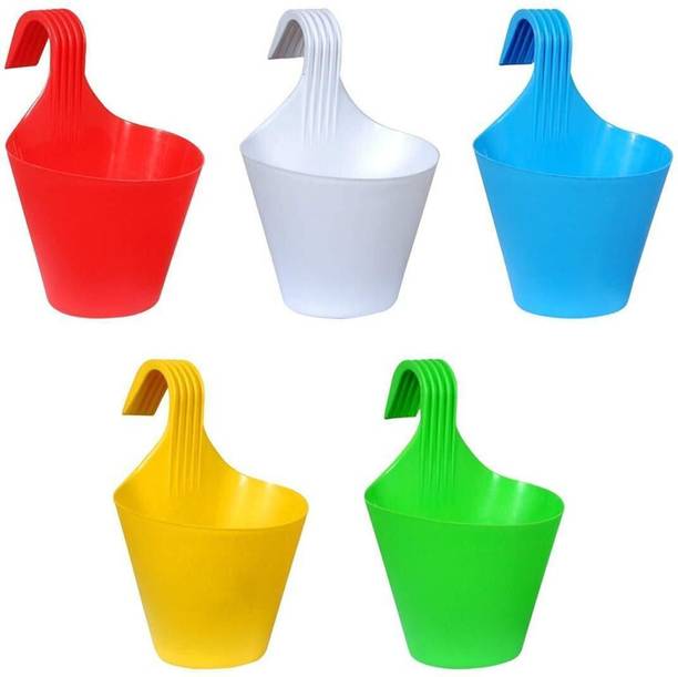 Gardeningwala BIG Size Hanging/Railing flower plant pots multicolor Plant Container Set