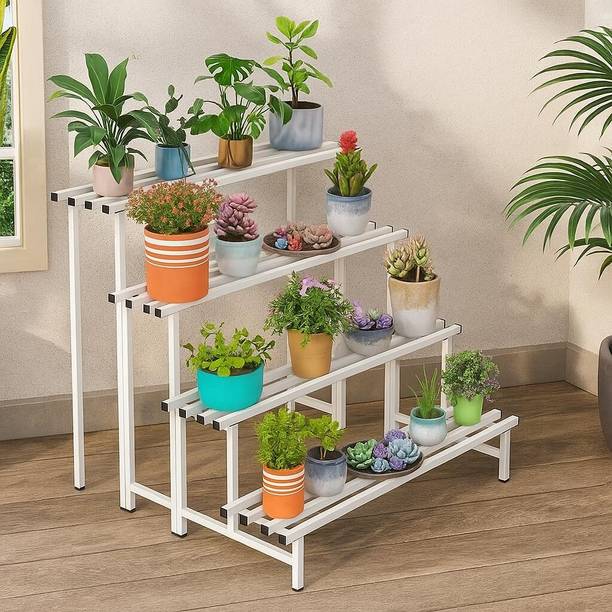 Mighty Home 4-Tier Metal Plant Stand – Stylish & Sturdy Iron Rack for Home, Balcony & Garden Plant Container Set