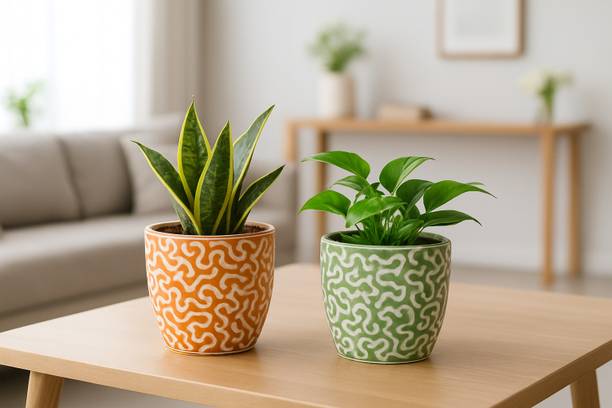 Wardan Store Ceramic Pots Planters Living Room,Pots for Home Decoration Pack-2 Plant Container Set