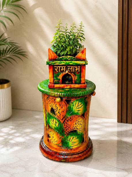 Wardan Store Handmade Tulsi Planter for Home Entrance | Religious Decorative Plant Stand Plant Container Set