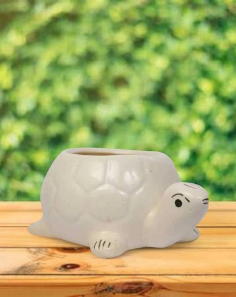 OriginalCeramics Exclusive White Tortoise Shaped Plant Pot Plant Container Set