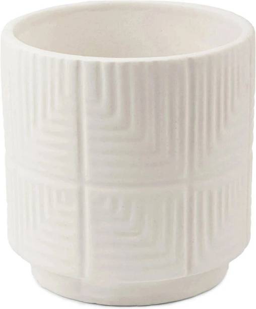 Claymistry Ceramic Matte Tulsi Pot, 5.51 Inch, White (Pack of 1) – For Balcony,Desk, Office Plant Container Set