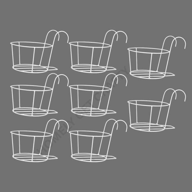 Homely Get Crafty White Hanging Flower Pot Holder Railing Potted Plant Stand Plant Container Set